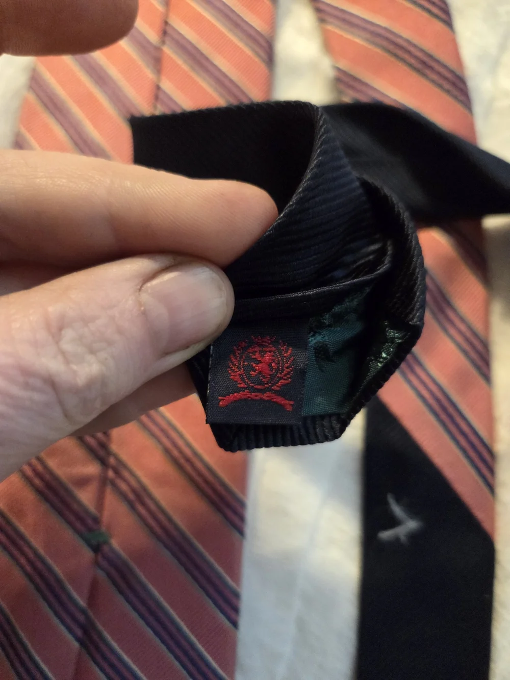 100% Silk Vintage Tommy Hilfiger Pink Tie with Navy Stripe Accent